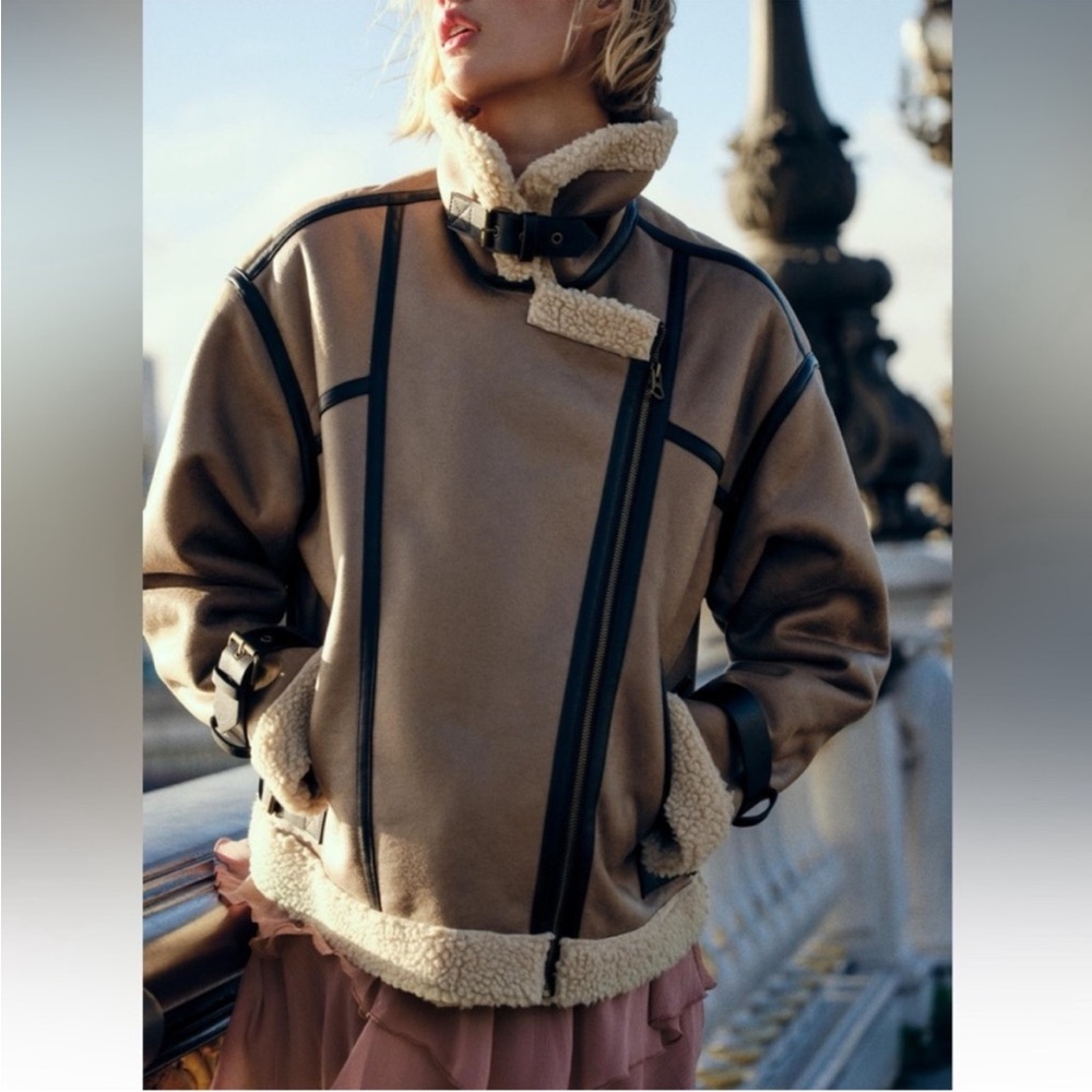 ZARA DOUBLE-FACED BIKER JACKET - Picture 3 of 12